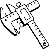 A sketchy style icon of a measuring caliper vector