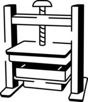 A sketchy style icon of metal press machine vector