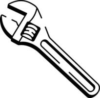 A doodle style icon showing a pipe wrench vector