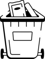 A doodle style icon of a recycle bin container vector