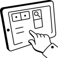 A sketchy style icon depicting a touchscreen device vector