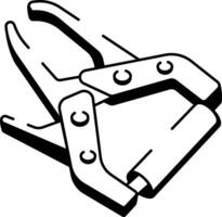 A hand drawn style icon of a welding clamp vector