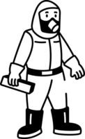 A hand drawn style icon of a safety worker vector
