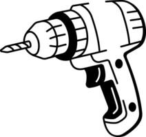 A hand drawn style icon of drill machine vector
