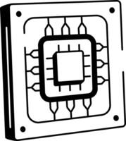 A drawing style icon of circuit chip vector