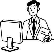 Drawing style icon showing an assurance officer vector