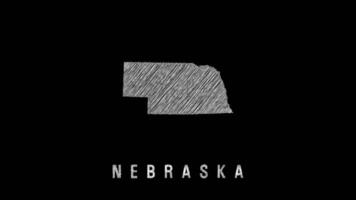 Nebraska state outline with sketch texture on black background video