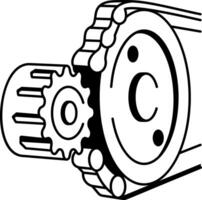 A sketchy style icon of gear machine vector