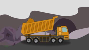 Dump truck unloading rocks at quarry site video