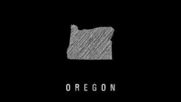 Oregon state outline with sketch texture on black background video