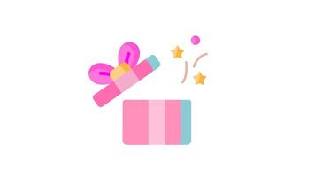 Cute animated gift box icon in vibrant pink and blue with sparkles. Ideal for celebrations, rewards, apps, or holiday promos. 4K resolution with transparent background for easy use. video
