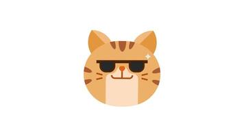 Stylish animated cat emoji wearing sunglasses, ideal for social media, stickers, UI design, or fun branding elements. 4K resolution with alpha background for flexible use. video