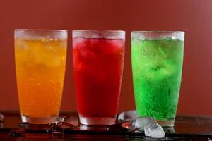 Carbonated water in a glass, fizzy photo