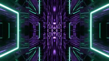Turquoise and Purple Endless Tunnel Into Digital Background VJ Loop in 4K video