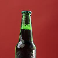 cold green beer bottle comes refreshing touch photo