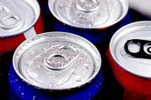 Cool can soft drink with red backgrou photo