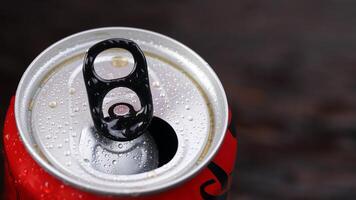 Cold canned soft drinks wit sugar photo