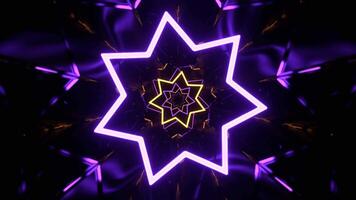 Purple and Orange Fantastic Abstract Corridor with Neon Frames Background VJ Loop in 4K video