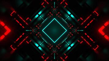 Turquoise and Red Neon Glowing Wireframe Space Background VJ Loop in 4K video