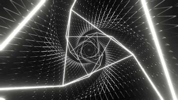 White Mesh Neon Spiral Abstract Tunnel Background VJ Loop in 4K video