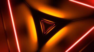 Orange and Red Mystical Flashing Triangle Corridor Background VJ Loop in 4K video