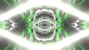 Green and White Neon Infinite Sci Fi Technochannel Background VJ Loop in 4K video