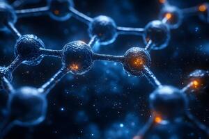 Futuristic Molecular Structure with Glowing Nodes for Science and Technology Design photo