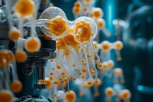 Futuristic Bioengineering Lab with Organic Structures and Advanced Microscopes photo