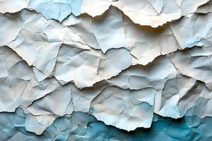 Textured Abstract Background with Torn Paper Layers and Soft Blue Tones for Creative Design photo