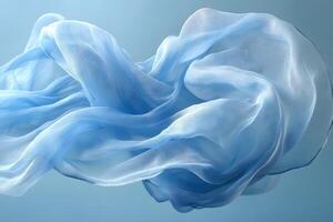 Ethereal Flowing Blue Fabric Against a Soft Blue Background - Abstract Design for Art and Textiles photo