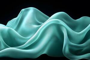 Elegant Flowing Aqua Fabric Waves for Abstract Art and Design Projects photo