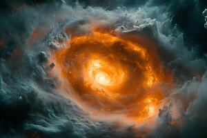 Cosmic Vortex Fiery Galaxy Swirl with Dramatic Cloud Formation for Sci-Fi Design photo