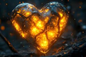 Glowing Heart of Nature Vibrant Fiery Symbol in a Mystical Forest Setting for Inspirational Designs photo