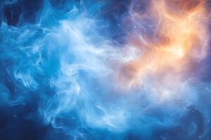 Cosmic Nebula Abstract Blue and Orange Swirling Clouds in Outer Space for Artistic Background Design photo