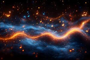 Abstract Visualization of Music Waves and Notes in a Dynamic Cosmic Setting photo