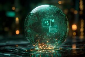 Futuristic Digital Globe with Data Visualization for Technology and Innovation Concepts photo