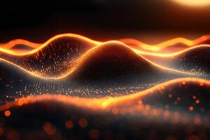 Futuristic Abstract Waveform with Glowing Digital Particles for Tech Design photo