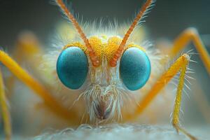 Macro View of Insect with Vibrant Compound Eyes in Natural Habitat photo