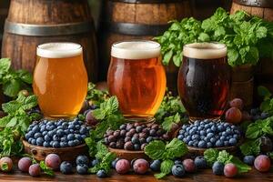 Craft Beer and Fresh Berries Arrangement for Rustic Decor Ideas photo
