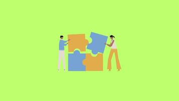 Teamwork and Puzzle Solving for Children isolated on green screen background video
