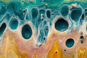 Abstract Fluid Art with Vibrant Swirls and Oceanic Hues for Creative Design photo