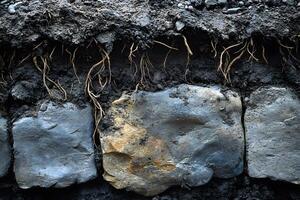 Detailed Cross-Section of Soil Layers with Roots for Educational and Environmental Design photo