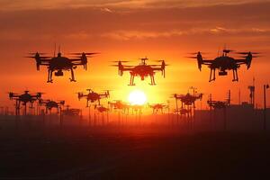 Drones at Sunset Aerial Technology and Innovation in Action photo