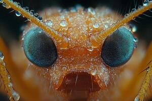 Macro View of Dew-Covered Moth Eyes Highlighting Insect Detail and Nature's Intricacy photo