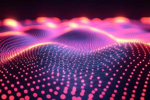 Futuristic Digital Wave Pattern with Glowing Neon Lights for Abstract Design photo