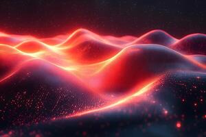 Futuristic Abstract Digital Landscape with Glowing Waves for Technology and Design photo