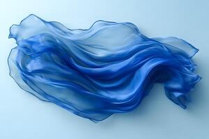 Elegant Flowing Blue Fabric on Soft Background - Abstract Design for Creative Projects photo