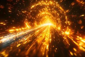 Abstract Futuristic Light Tunnel for High-Tech Digital Art and Sci-Fi Designs photo