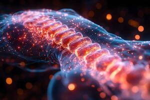 Futuristic Neural Network Visualization with Glowing Connections for Technology Design photo