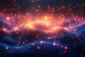 Abstract Cosmic Landscape with Glowing Particles for Fantasy Design and Art photo